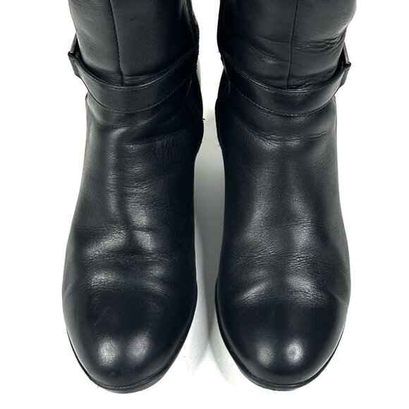 BLONDO Laina Tall Waterproof Black Leather Riding Boots Women's 7.5M Wedge Zip - Picture 3 of 15